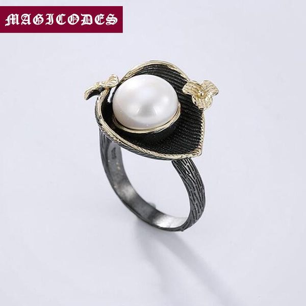 

wedding rings 2021 vintage adjustable love ring 100% real 925 sterling silver jewelry women mosaic pearl opening engagement r03, Slivery;golden