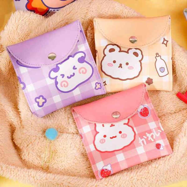 

cute cow cosmetic bag women sanitary napkins holder lipstick pouch cartoon pu coin money card purses mini beauty case teen