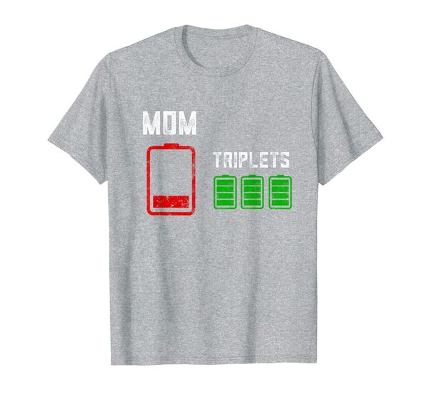 

triplet mom low battery life depleted baby shower gift xmas t-shirt, White;black