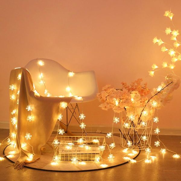 

garland holiday snowflakes string fairy lights battery powered christmas ornaments decorations for home year led strips