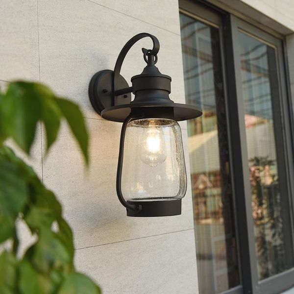 

retro outdoor wall lamp european style villa e27 waterproof exterior garden door vintage entrance black