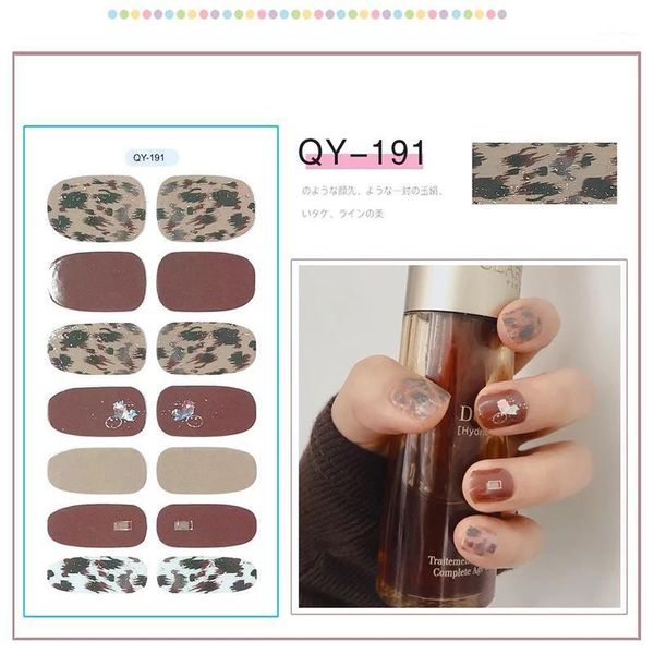 

14tips/set full cover nail stickers wraps styles diy adhesive sliders for women beauty art decals manicure waterproof1, Black