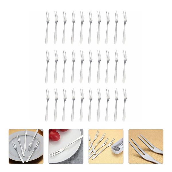 

forks 30 pcs stainless steel fruit durable picks restaurant dessert