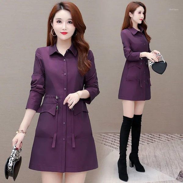 

women's wool & blends spring and autumn jacket clothing 2021 waist, age reduction, large size, thin windbreaker tide, Black