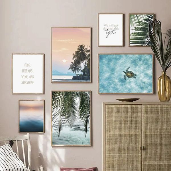 

unframed painting beautiful seaside scenery nature plant print poster