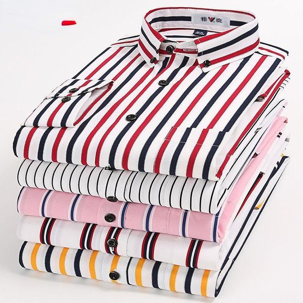 

men's casual shirts summer long sleeve multi color stretch vertical striped dress button-down fashion shirt male button up, White;black