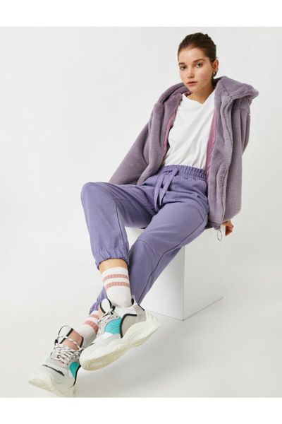 

running pants koton women purple sweatpants, Black;blue