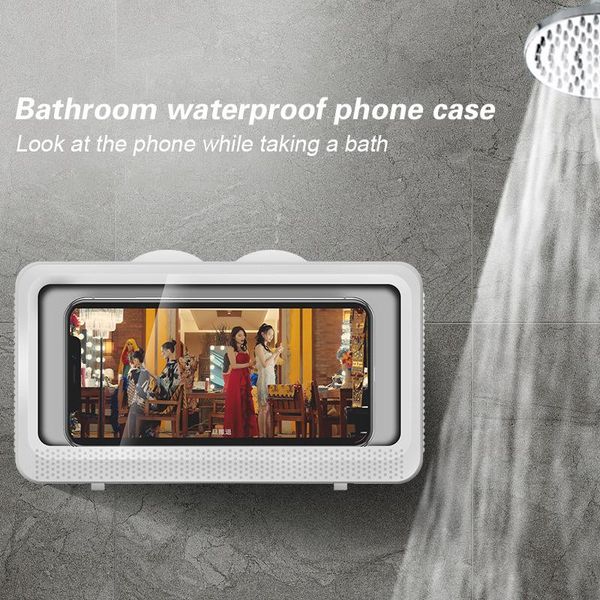 

bath accessory set phone holder waterproof wall mount rotatable storage rack bathroom shelf for shower kitchen zpt5