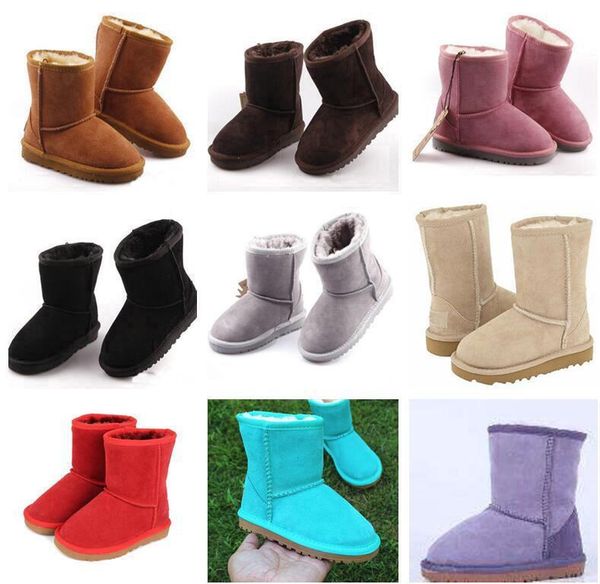 Hohe Kinder-Schneestiefel Australien Klassische Jungen- und Mädchenstiefel Schuhe Kinder Baby Winterschuhe Wasserdichte Slip-on-Kuhlederstiefel GRÖSSE 21-35