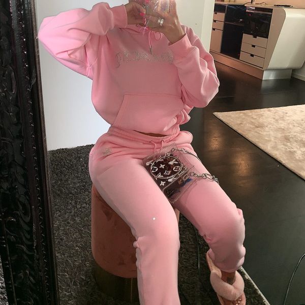 

Women' plus size Tracksuits 2021 Large Fleece Sports and Leisure Suit Wp7039, Pink
