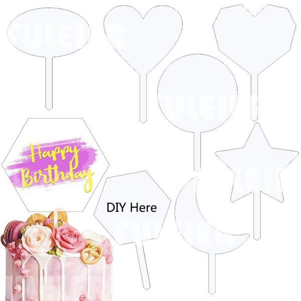 Andere festliche Partyartikel 7style 10er-Pack klare Acryl-Kuchenaufsätze Blanko-DIY-Geburtstagsaufsatz für Hochzeitstag-Dekorationswerkzeuge