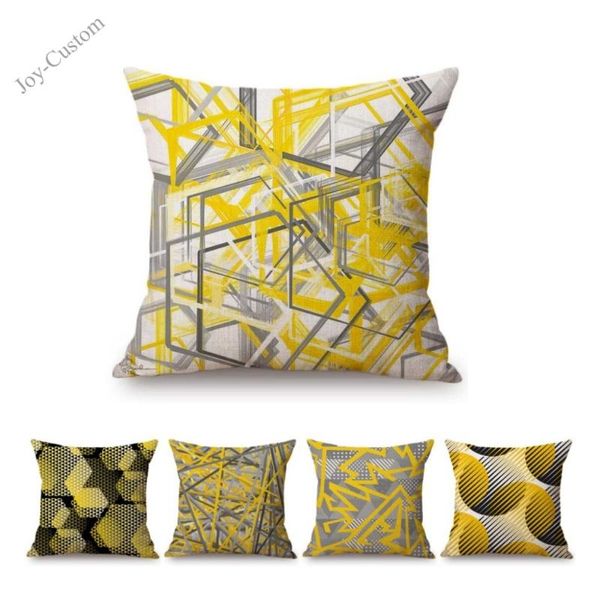 

cushion/decorative pillow yellow geometric nordic european sofa throw case for home decoration modern simple cotton linen cushion cover 45 x