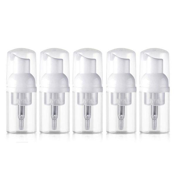 

12pcs/lot 30ml 1oz transparent cylinder pet plastic foam bottle with foamer pump storage bottles & jars