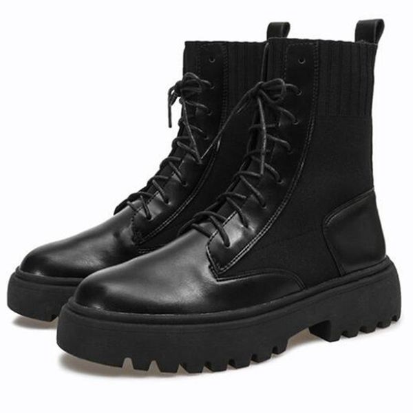 

boots female fashion ankle thick bottom ladies single autumn motorcycle non-slip women shoes sy798, Black