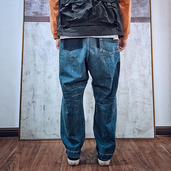 

men's pants madness 2021 seasons casual washed and old knife cut patch jeans, Black