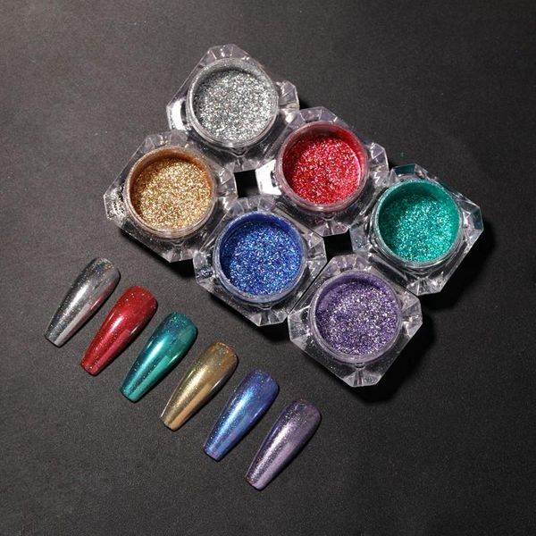 

nail glitter holographics metal powder mirror effect art colorful gel polish chrome dust decor pigment metallic, Silver;gold
