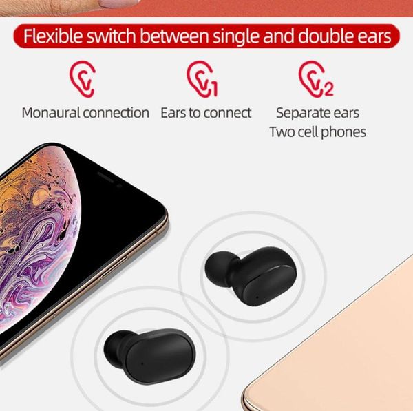 PA6S TWS Wireless Headsets Bluetooth Earóios PK Xiaomi Redmi Airdots Ruído cancelando os fones de ouvido Blutooth para todo o smartphone 409