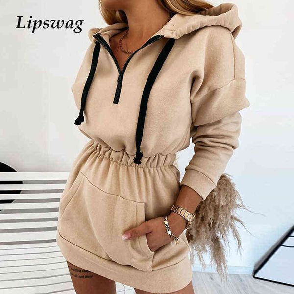 

women long sleeve party hoodie dresses autumn winter front drawstring sweatshirt dresses casual long sleeve dress vestidos g1223, Black;gray