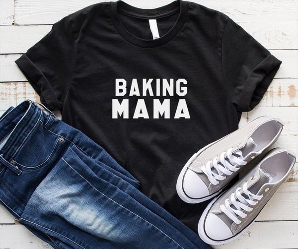 

baking mama letters print women t shirt short sleeve o neck loose ladies causal tee clothes, White