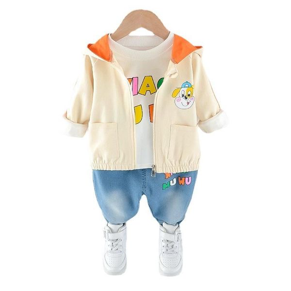 

clothing sets spring autumn toddler cartoon clothes children hooded jacket t shirt pants kids fashion costume boy baby girl letter sport sui, White