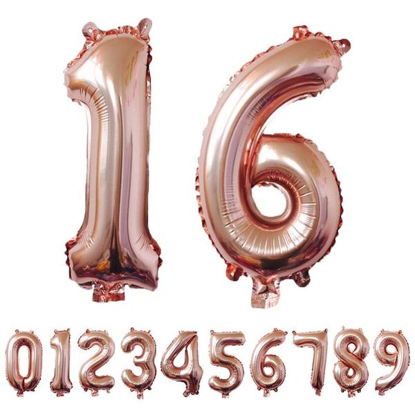 

wedding engagement globos kids ball supplies party decor rose gold big number foil balloons 0-9 birthday accessories xy027 decoration