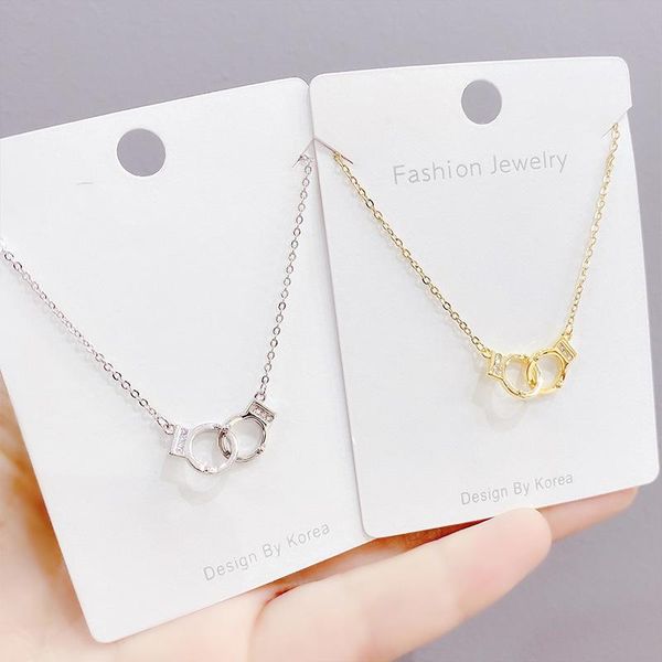 

pendant necklaces european and american fashion necklace ornament simple handcuffs clavicle chain female, Silver