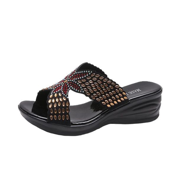 

dress shoes pqecfs big size 35-40 summer fashion women rivets sandals 2 colors, Black