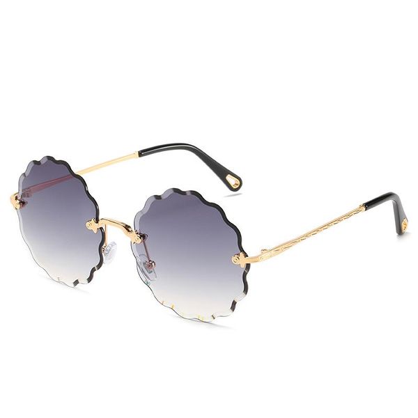 

sunglasses 2021 rimless women trimmed female flower color ocean lens glasses uv400, White;black
