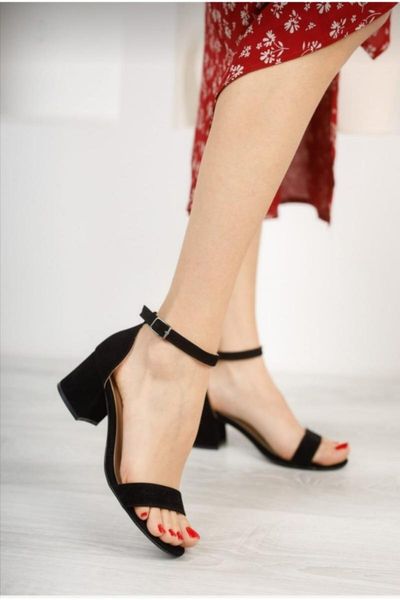 

sandals suede, black color back off, high-heeled women 's