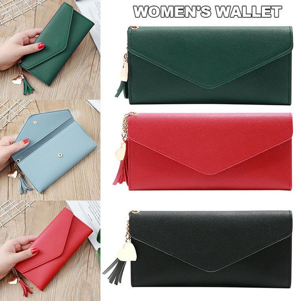 

wallets women fashion long tassel bag card package multi-card holder for coin money fs99, Red;black