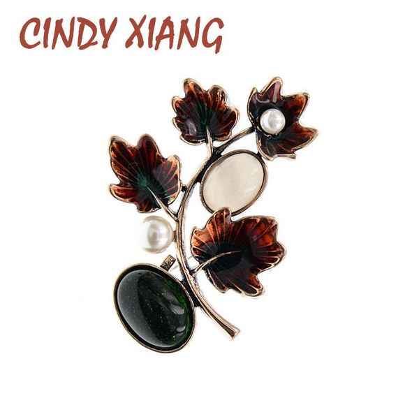 

pins, brooches cindy xiang arrival enamel tree leaf for women resin bead vintage jewelry 2 colors available high quality, Gray