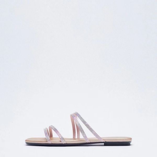 

slippers spring and summer women's shoes crystal crystal-clear fairy style temperament fun flat back slides ayj8, Black