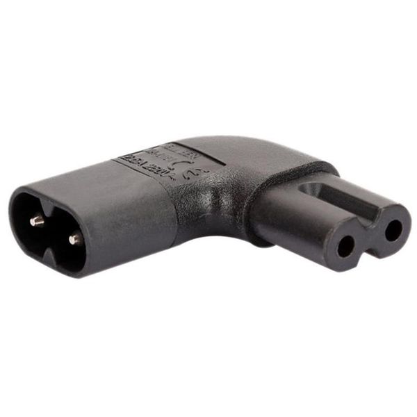 

1pc iec 320 c7 to c8 90 degree up down corner right angle ac power adapter male female extension connector computer cables & connectors