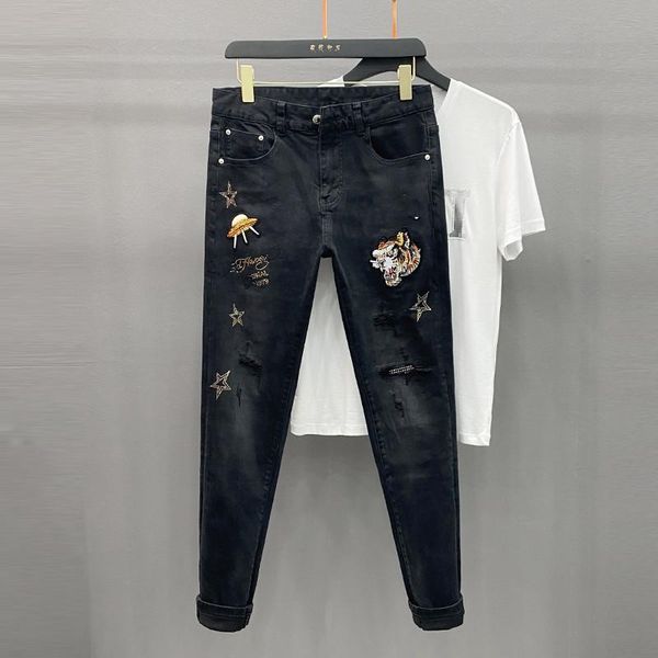 

men's jeans wz0965 fashion 2021 runway luxury european design party style clothing, Blue