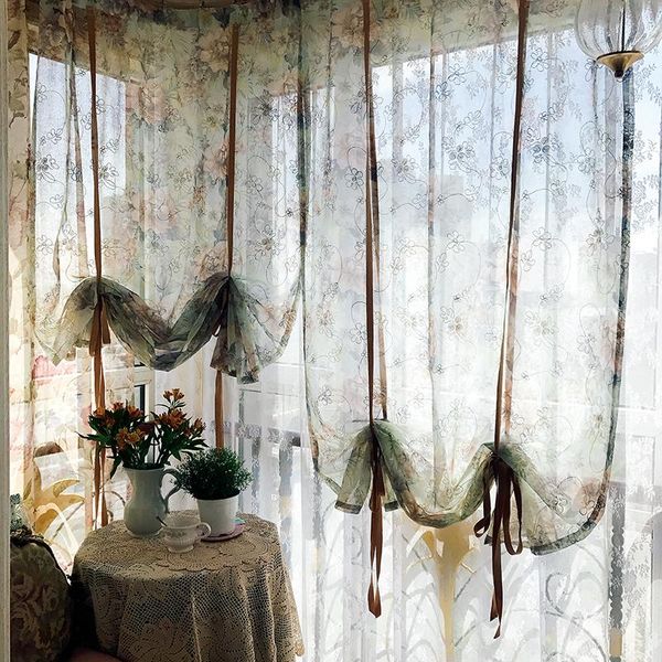 

american pastoral flower curtains roman curtain balloon balcony bay windows partition home textile decoration & drapes