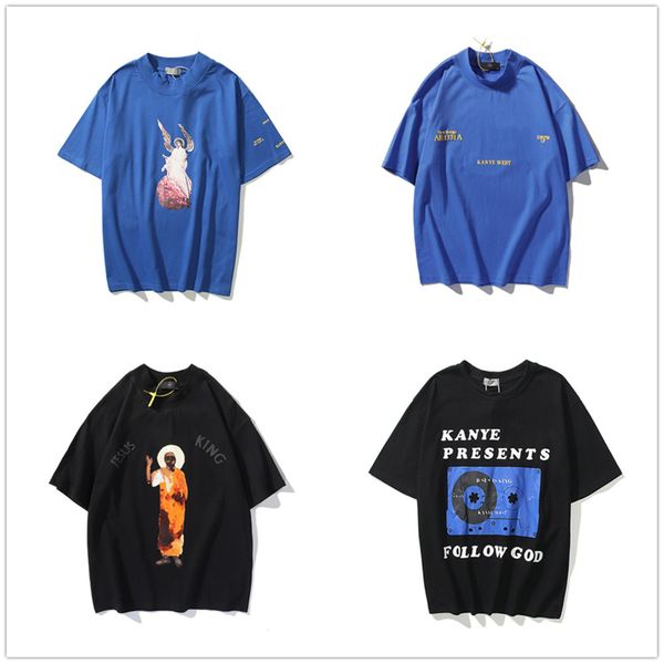 

kanye men t shirt women short sleeve summer tees letter print hip hop style clothes with label box, White;black