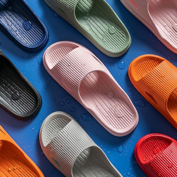 

similarthick sole home couple slippers seven colors pu 36-45 size lightweight women shoes ladies platform flat sandal, Black