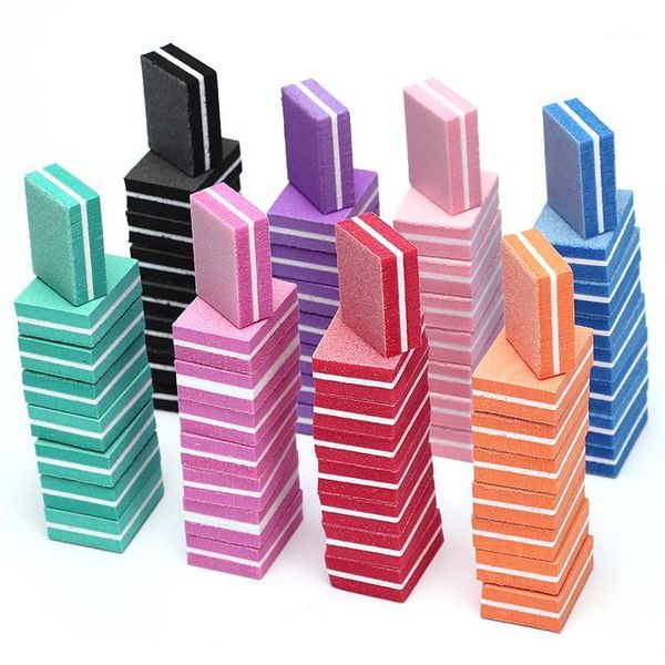 

50pcs/set mini sponge nail file sanding buffer makeup tools candy color polish block files double side manicure1