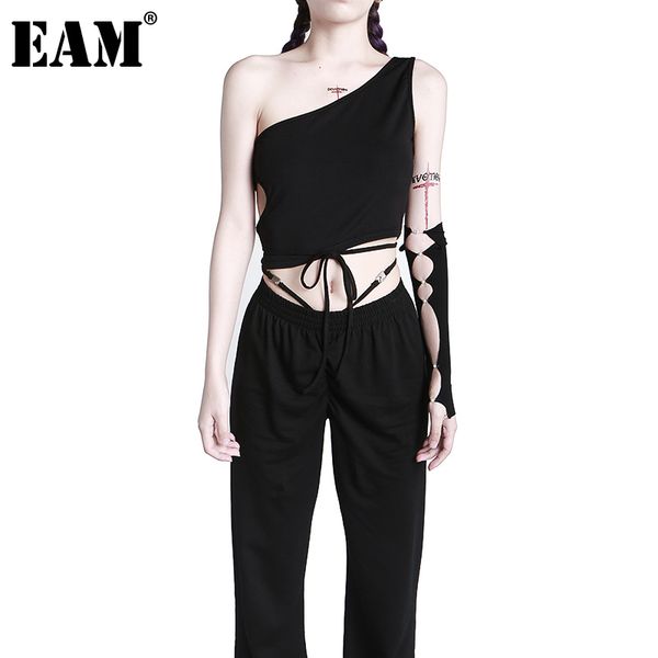 

[eam] women black irregular short tank asymmetry collar sleeveless personality fashion spring summer 1dd7680 21512, White