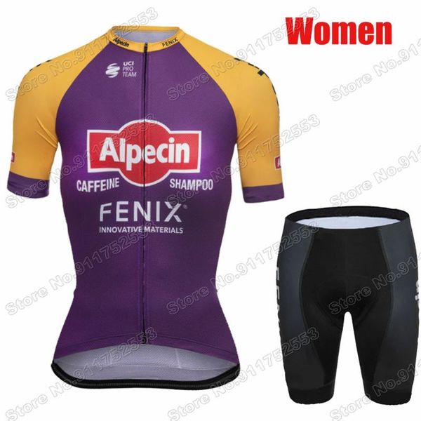 

racing sets alpecin finex 2021 women team cycling jersey set summer clothing road bike shirts bicycle bib shorts mtb wear maillot culotte, Black;blue