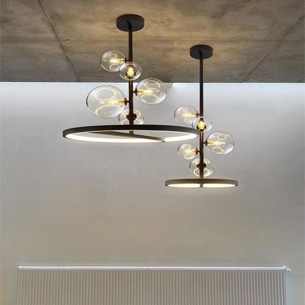 

nordic pendant lamp led 28 48cm circle ceiling hanging chandelier black loft living dining room kitchen lighting fixture lamps