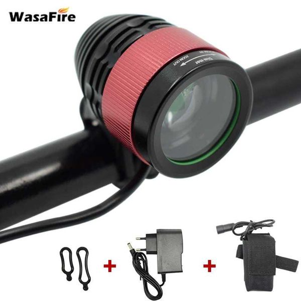 

wasafire zoomable bike light led xml t6 bicycle front 2000 lumens cycling mtb headlight + rechargeable 18650 battery pack lights