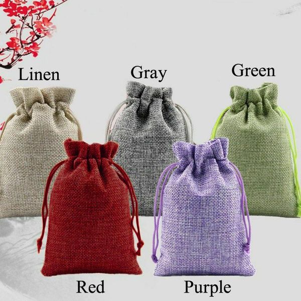 

gift wrap 50pcs/baglinen bags for jewelry display drawstring pouch box packaging bag wedding/christmas burlap
