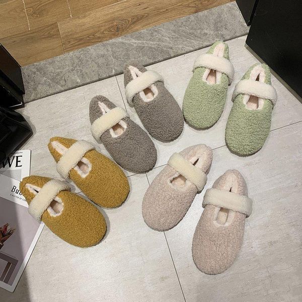 

fur flat boots for woman 2020 autumn new round toe pink fashion furry warm shoes women casual women's green ankle boot for home, Black