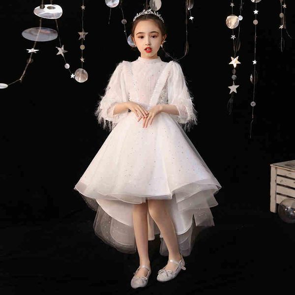 

white flower girls pageant dresses first holy communion for kids high low long tulle princess child girl birthday evening dress girl's, Red;yellow