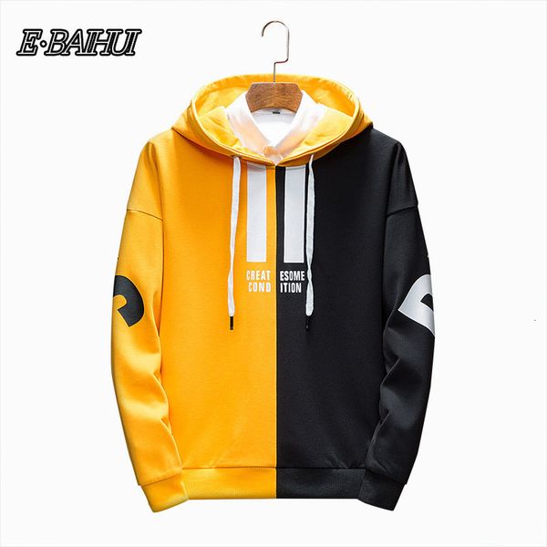 

men's hoodies & sweatshirts color block patchwork letter print hoodie hombre hip hop streetwear clothing rl5811 w2vn, Black