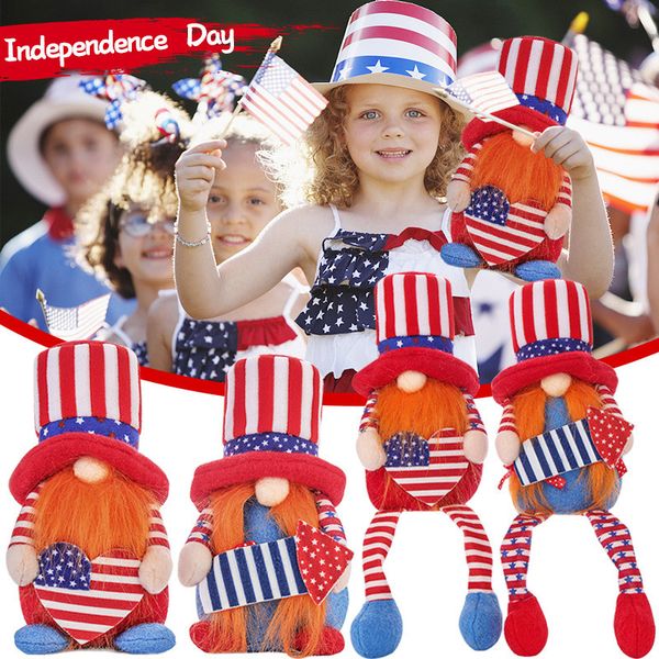 American Party Gnome Patriotic Independence Day Anão Ornamentos Escandinavos 4 de julho Decoração de Desktop Decoração Crianças Brinquedos