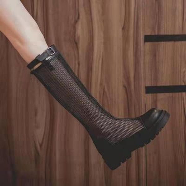 

boots summer thin net hollow sandals all-match breathable gauze, Black