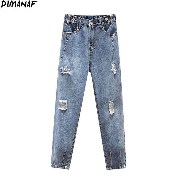 

plus size women jeans pants hole fashion high waist patchwork denim female ripped pockets blue trousers large women's