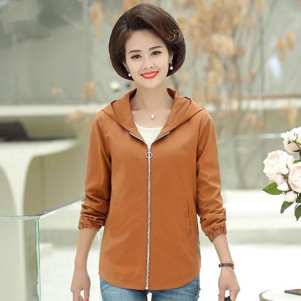 

women's trench coats women coat spring autumn clothes hooded short outerwear loose plus size 5xl thin windbreaker female sf007, Tan;black